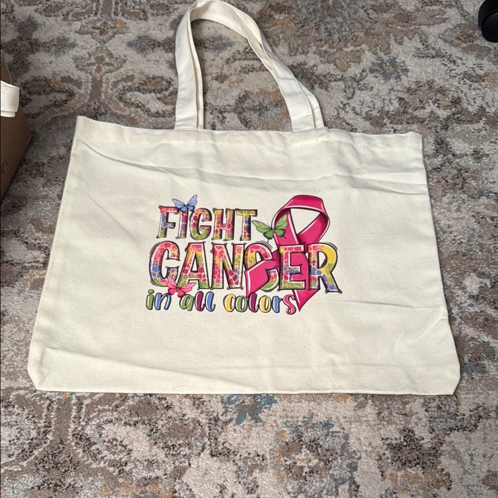 Cream and Pink Tote Bag with Vibrant Design